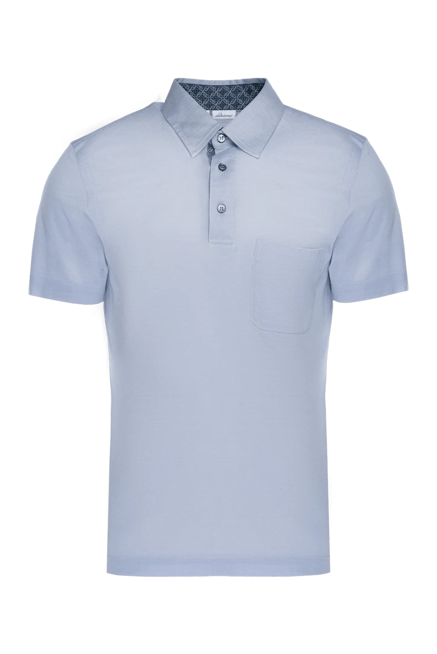 Brioni Blue cotton polo for men - 100% cotton. Buttons. Country of manufacture: Italy. Care: specialized cleaning - photo 1