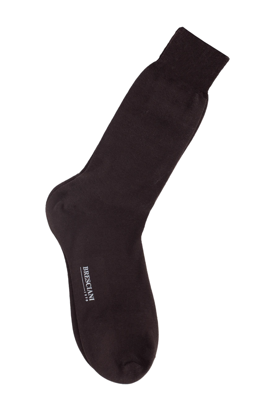Bresciani Men's brown wool and nylon socks - logo print. 80% wool, 20% nylon. Country of manufacture: Italy. Care: specialized cleaning - photo 1