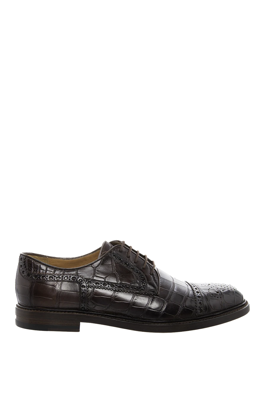 Gucci Brown alligator leather men's shoes - Textured leather. 100% alligator leather. Lace. Interior finish: Leather. Insole: Leather. Heel height: 2 cm. Other materials. Country of manufacture: Italy. Care: specialized cleaning - photo 1