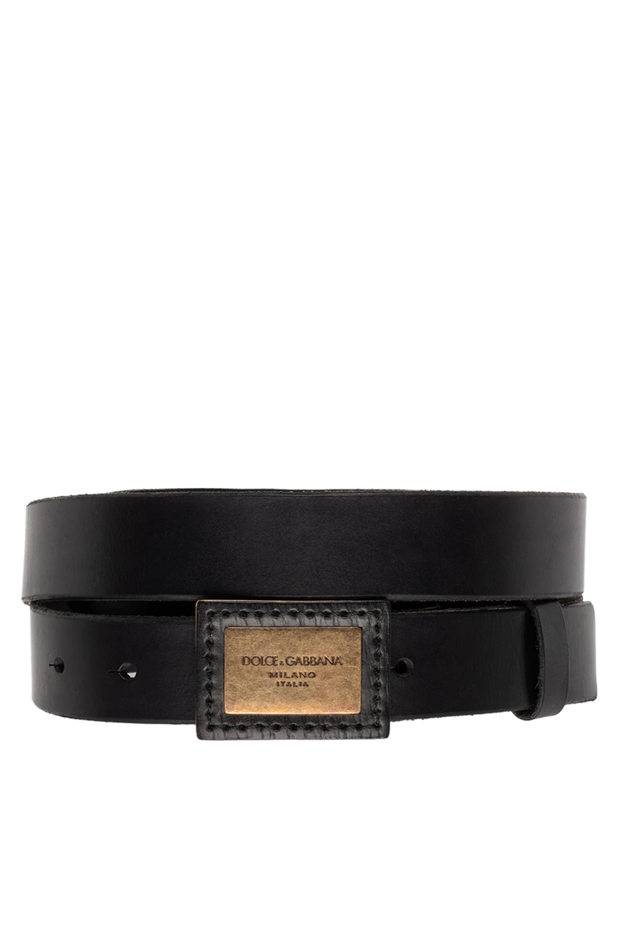 Dolce & Gabbana Black leather belt for men - Metal buckle with brand logo. 100% leather. Size: Width 4cm. Stud. Country of manufacture: Italy. Care: specialized cleaning - photo 1