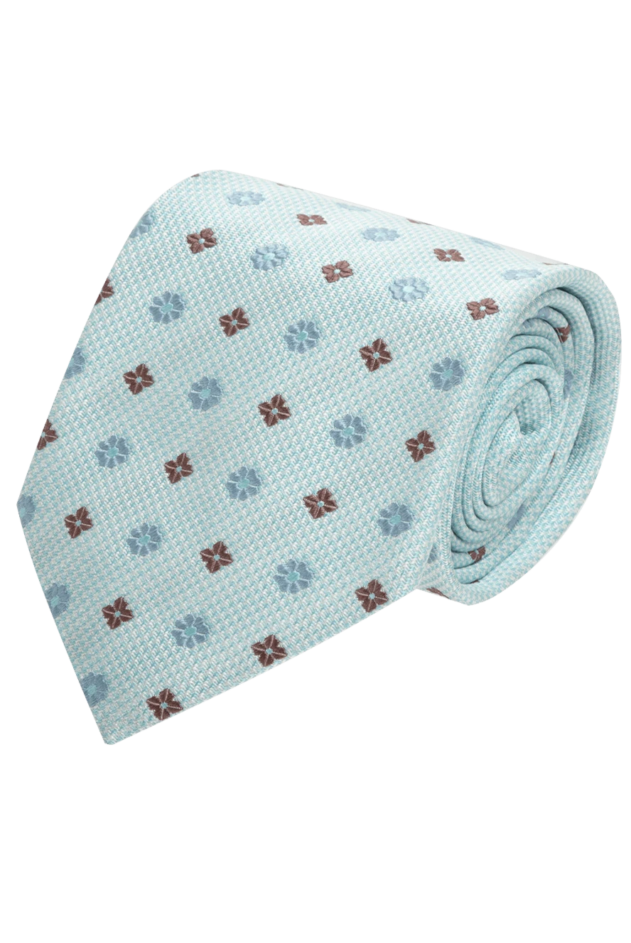 Canali Blue silk tie for men - figure print. 100% silk. Size: 150x8 cm. Country of manufacture: Italy. Care: specialized cleaning - photo 1