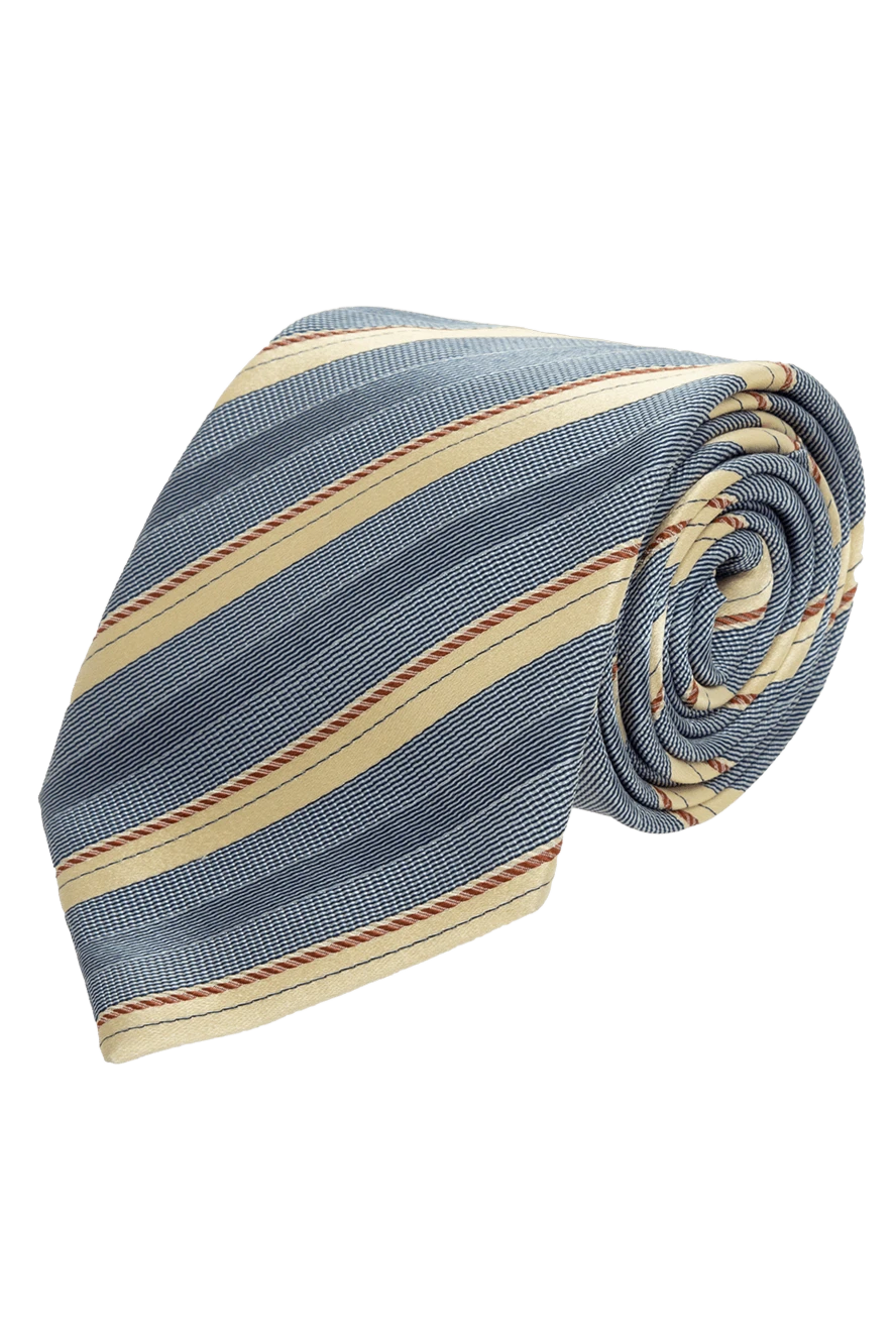 Canali Silk tie gray for men - stripe print. 100% silk. Size: 150x8 cm. Country of manufacture: Italy. Care: specialized cleaning - photo 1