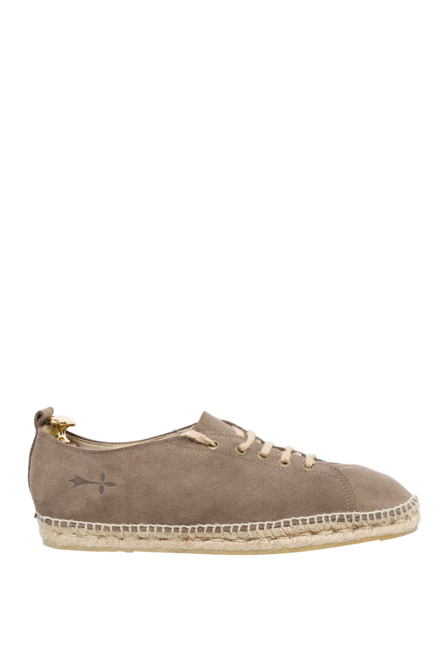 Manebi Brown suede espadrilles for men - edging from a wicker platform. leather interior, top height 8 cm. 100% suede. Insole: leather. Country of manufacture: Italy. Care: specialized cleaning - photo 1