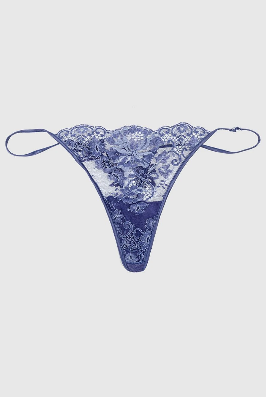 La Perla Women's thong panties with lace purple - floral application, lace. polyamide, polyester, elastane. Country of manufacture: Italy. Care: specialized cleaning - photo 1