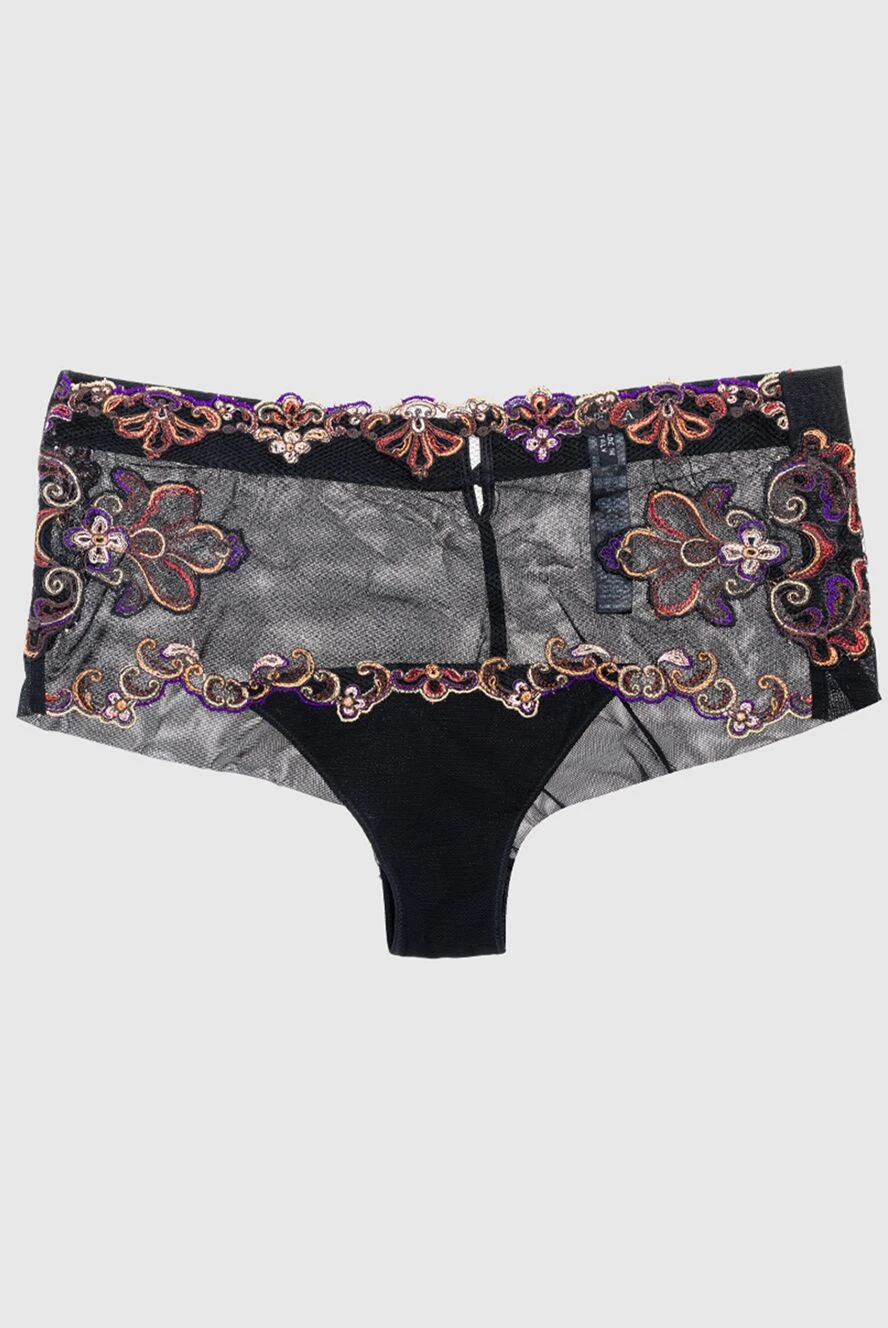 La Perla Women's briefs with lace and flowers black - lace. two buttons. polyamide, polyester, elastane. Country of manufacture: Italy. Care: specialized cleaning - photo 1