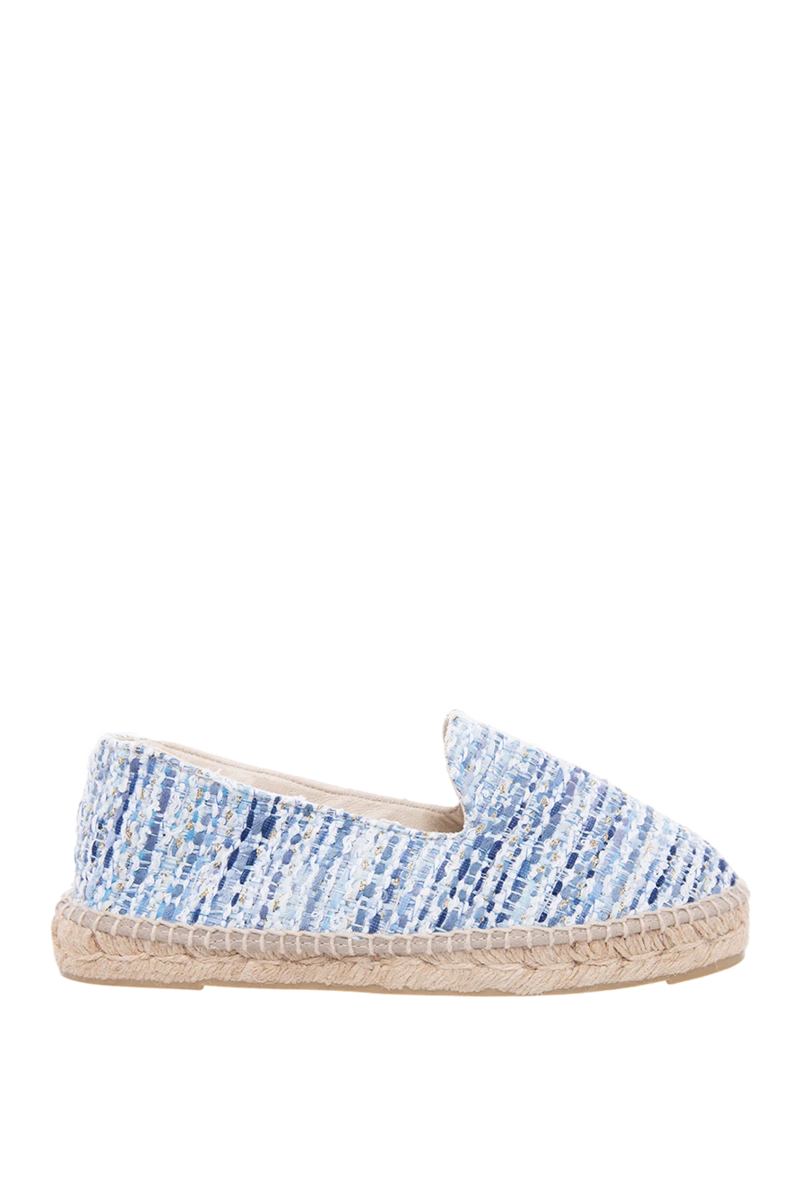 Manebi Women's blue striped print espadrilles - striped print, edging made of woven straw. tweed. Insole: leather. Country of manufacture: Italy. Care: specialized cleaning - photo 1