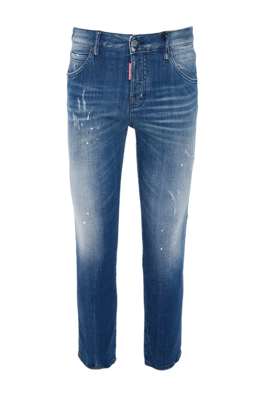 Dsquared2 Women's cotton blue jeans with distressing - contrasting seams, scuffs. three side pockets, two back pockets. 100% cotton. zipper, buttons. Country of manufacture: Italy. Care: specialized cleaning - photo 1