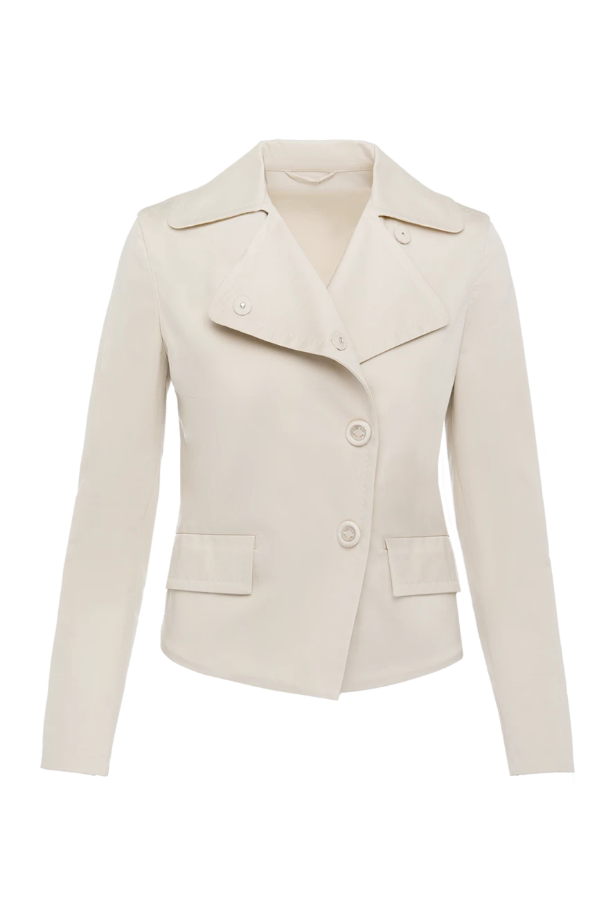 Ermanno Scervino Jacket for women beige - flowers. 54% cotton, 43% lyocell, 3% elastane. Closure: button. two external side pockets. Country of manufacture: Italy. Care: specialized cleaning - photo 1