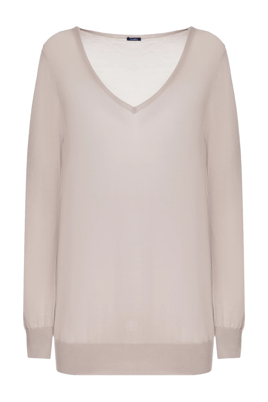 Malo Beige cashmere jumper for women - V-neck. 100% cashmere. Country of manufacture: Italy. Care: specialized cleaning - photo 1