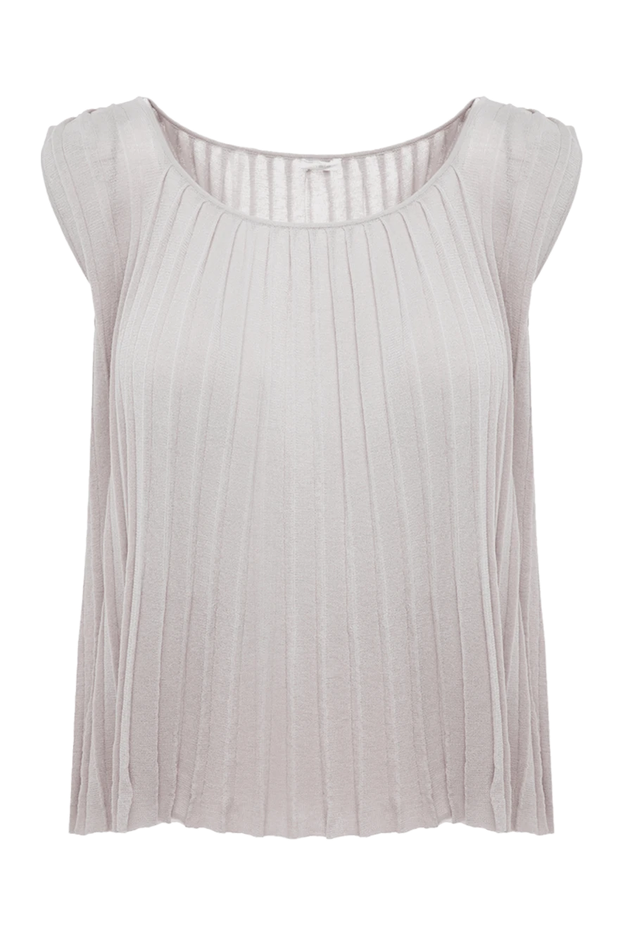 Malo Women's gray cotton and polyester top - pleated. 90% cotton, 100% polyester. Country of manufacture: Italy. Care: specialized cleaning - photo 1