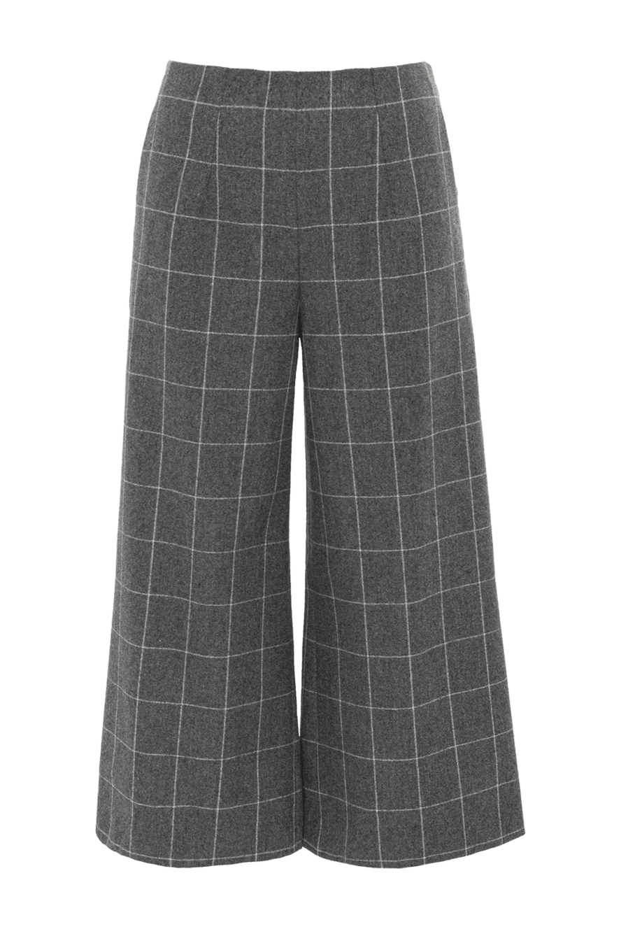 Malo Gray wool trousers for women - checkered pattern, free cut. wool. zipper. Country of manufacture: Italy. Care: specialized cleaning - photo 1