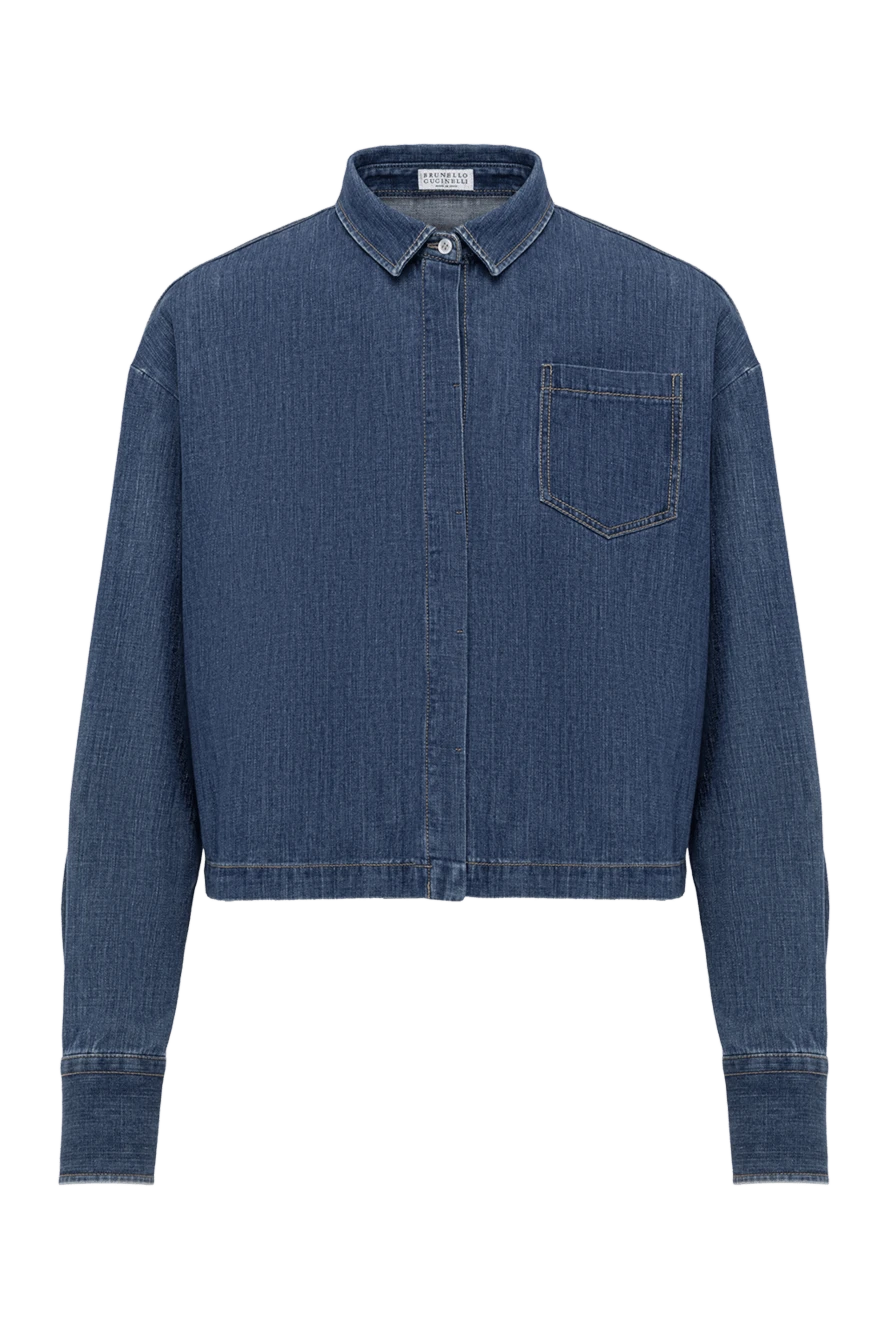 Brunello Cucinelli Women's denim shirt - 100% cotton. Closure: buttons. one chest pocket. Country of manufacture: Italy. Care: specialized cleaning - photo 1