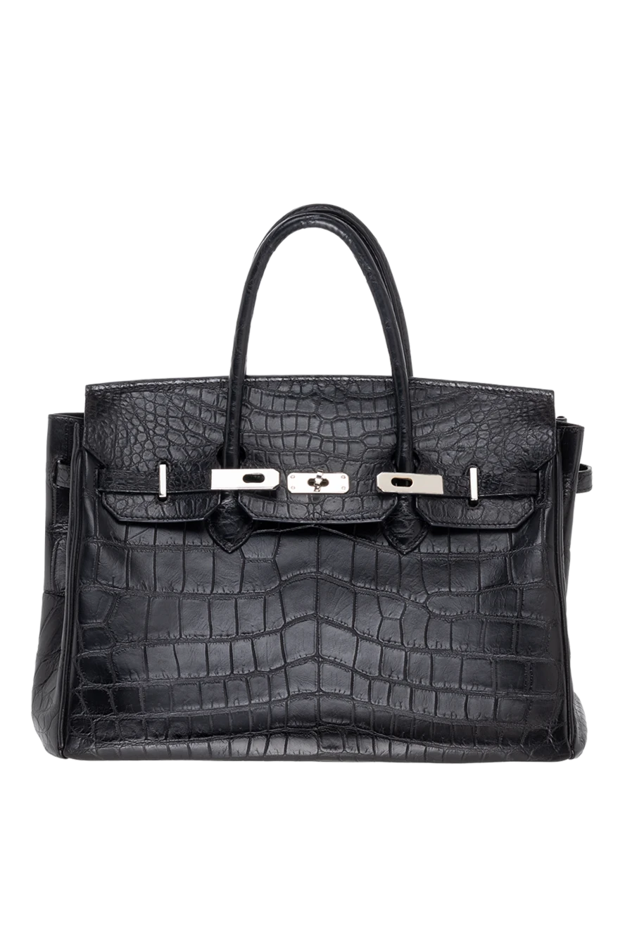 Hettabretz Black leather bag for women - textured leather. latch. alligator skin. Country of manufacture: Italy. Care: specialized cleaning - photo 1