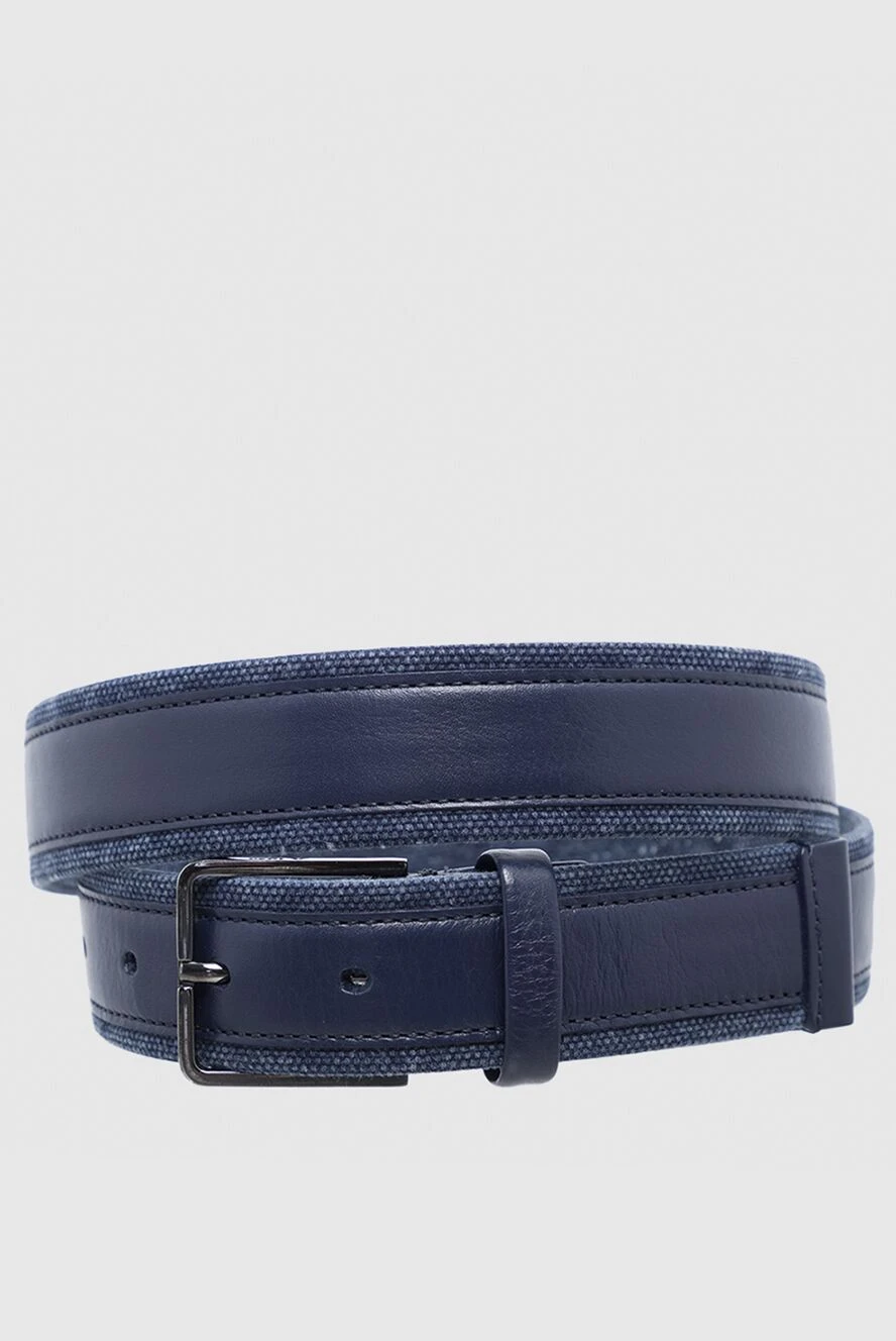 Araldi 1930 Leather belt blue for men - 100% leather. Size: Width 4cm. Buckle. Country of manufacture: Italy. Care: specialized cleaning - photo 1