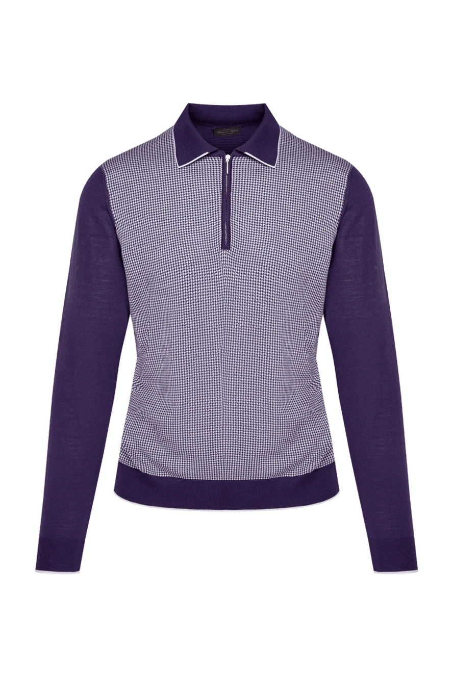 Cesare di Napoli Wool Long Sleeve Polo Violet for men - Fantasy Pattern. Long sleeve. 100% wool. Closure: Zipper. Country of manufacture: Italy. Care: specialized cleaning - photo 1