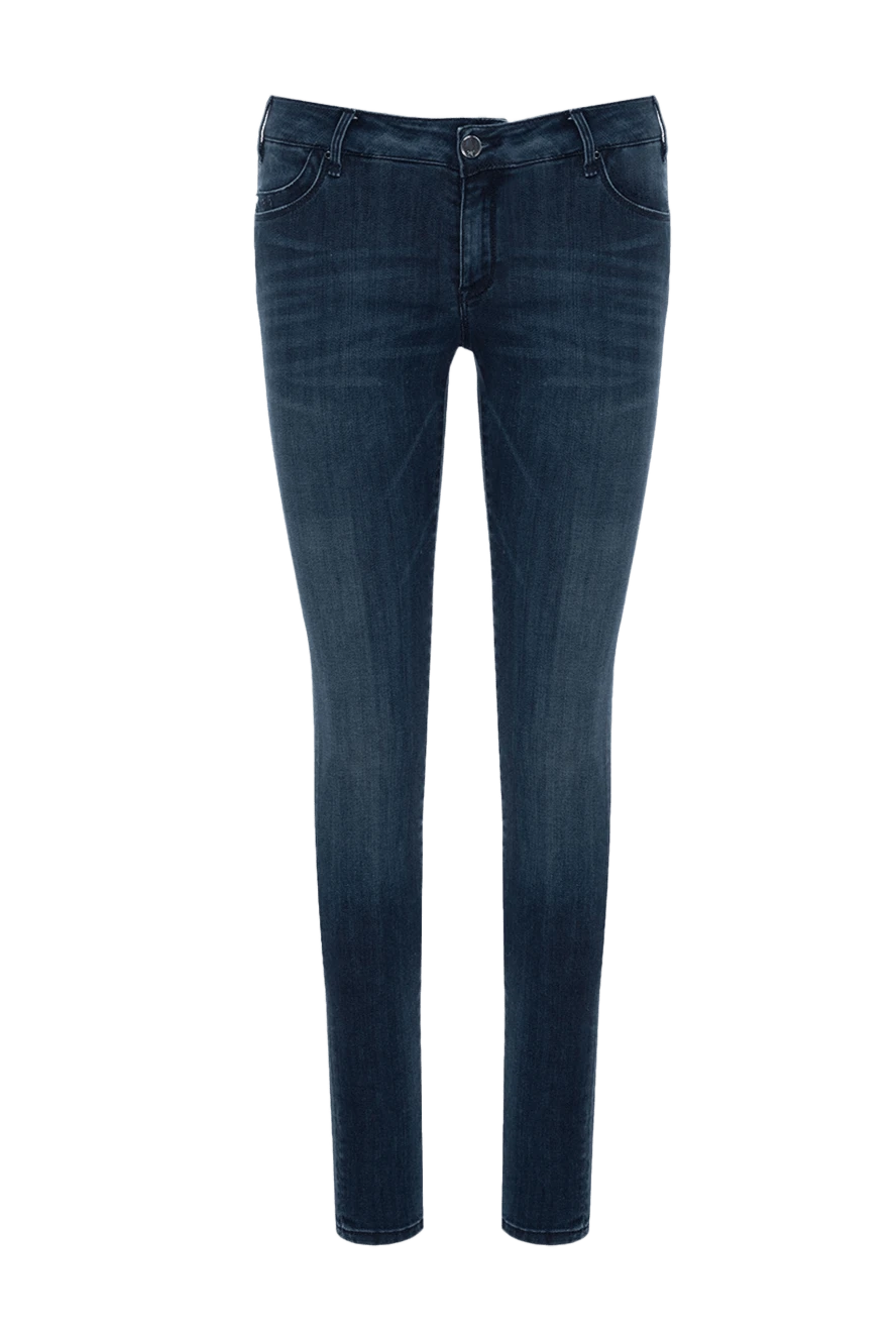 Tramarossa Blue cotton jeans for women - contrasting seams, worn effect. three front pockets, two back pockets. 98% cotton, 2% elastane. zipper, buttons. Country of manufacture: Italy. Care: specialized cleaning - photo 1