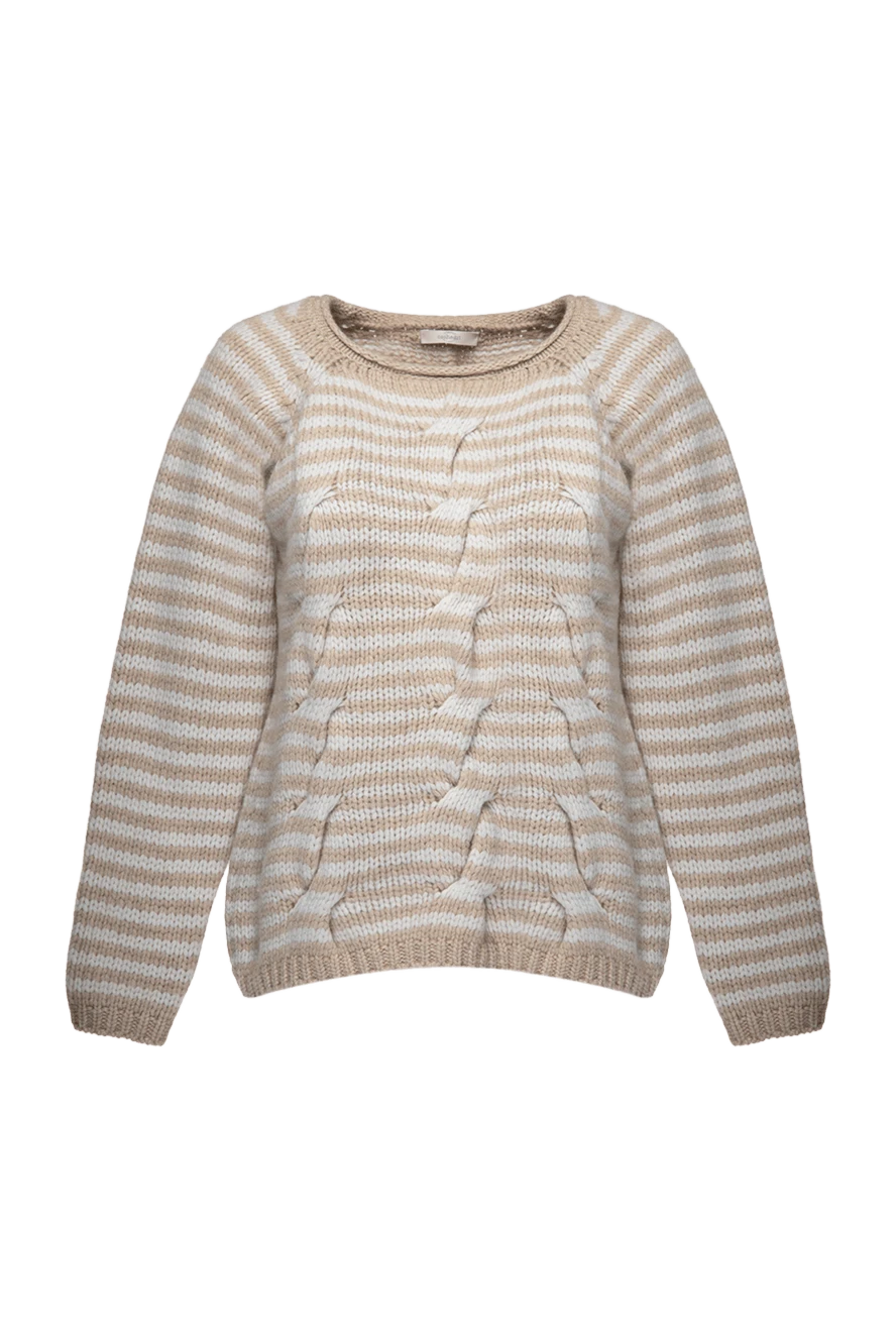 Casheart Beige cashmere womens striped jumper - textured knitwear, striped pattern. 100% cashmere. Country of manufacture: Italy. Care: specialized cleaning - photo 1