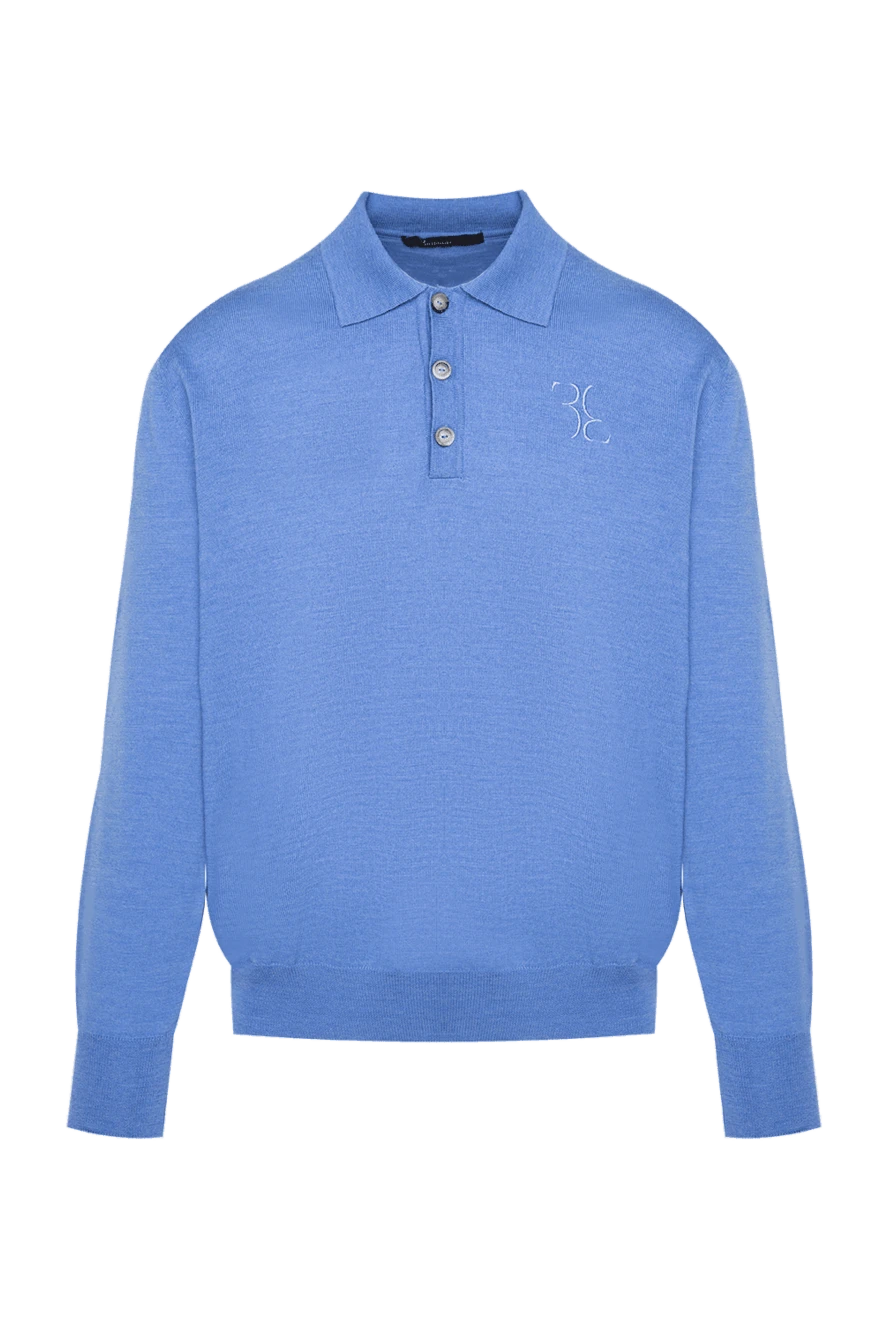 Billionaire Polo with long sleeves made of wool blue for men - Logo embroidery. Long sleeve. 100% wool. Buttons. Country of manufacture: Italy. Care: specialized cleaning - photo 1