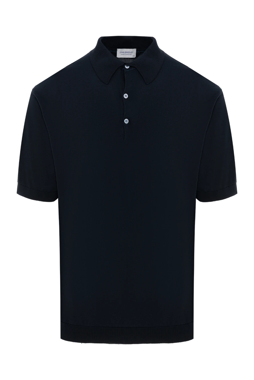 John Smedley Blue cotton polo for men - 100% cotton. Buttons. Country of manufacture: Italy. Care: specialized cleaning - photo 1