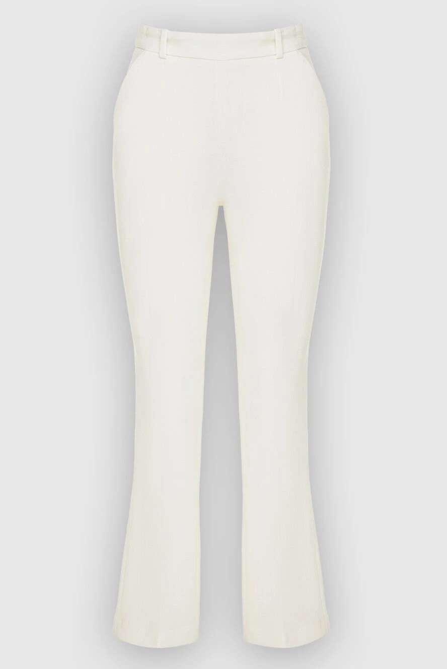 Ermanno Scervino Women's straight-leg wool pants white - two pockets. wool. elastic belt. Country of manufacture: Italy. Care: specialized cleaning - photo 1