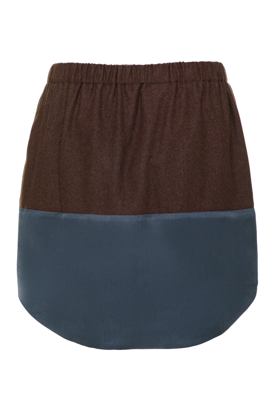Brunello Cucinelli Brown wool skirt for women - contrasting bottom. 98% wool, 2% elastane. elastic belt. Country of manufacture: Italy. Care: specialized cleaning - photo 1
