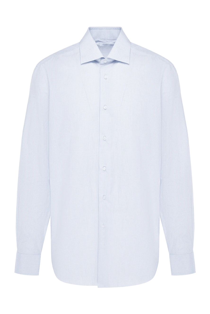 Barba Napoli Blue cotton shirt for men - small check pattern. 100% cotton. Closure: buttons. Country of manufacture: Italy. Care: specialized cleaning - photo 1