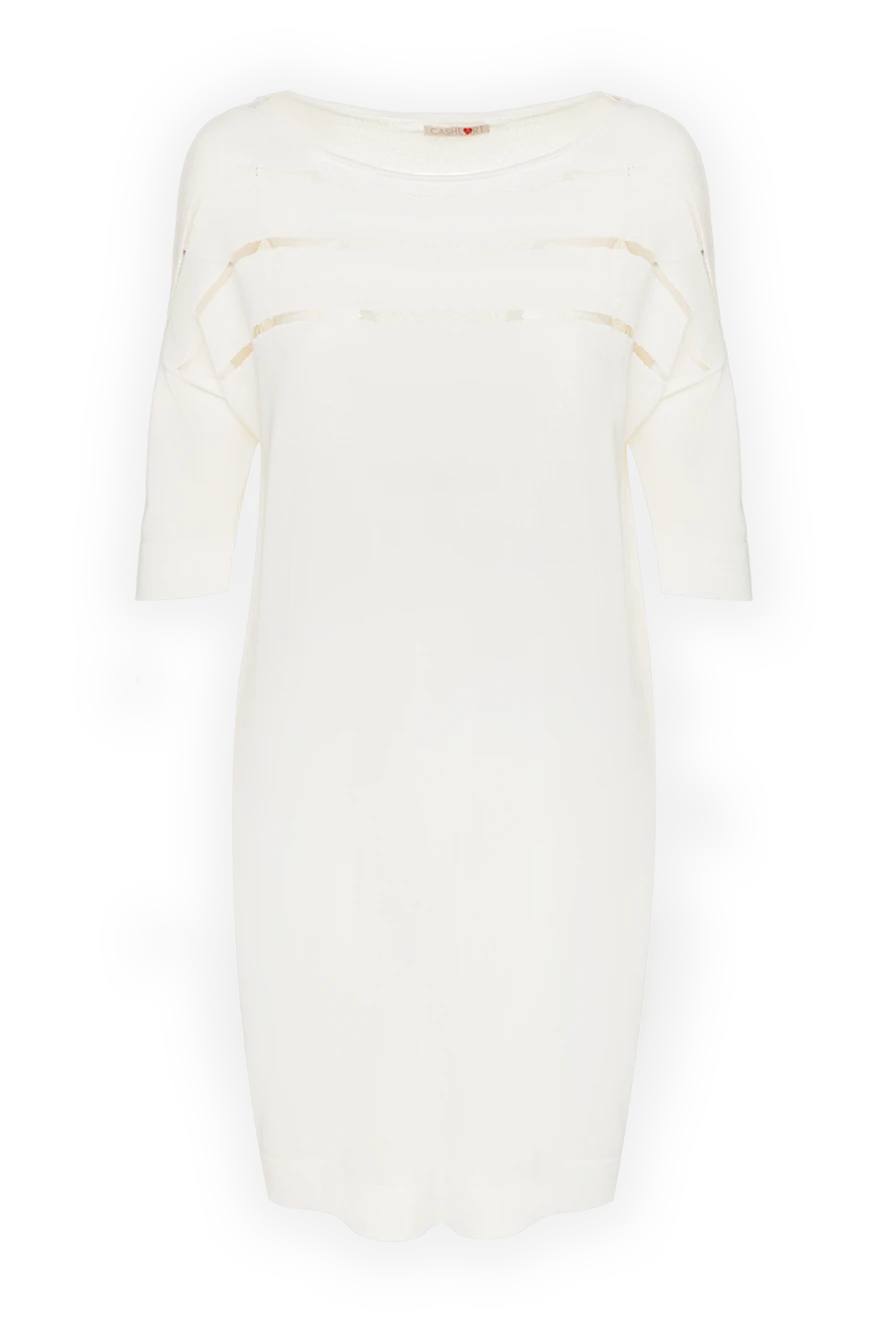 Casheart White viscose and cotton dress for women - transparent stripes. 67% viscose, 33% cotton. Country of manufacture: Italy. Care: specialized cleaning - photo 1