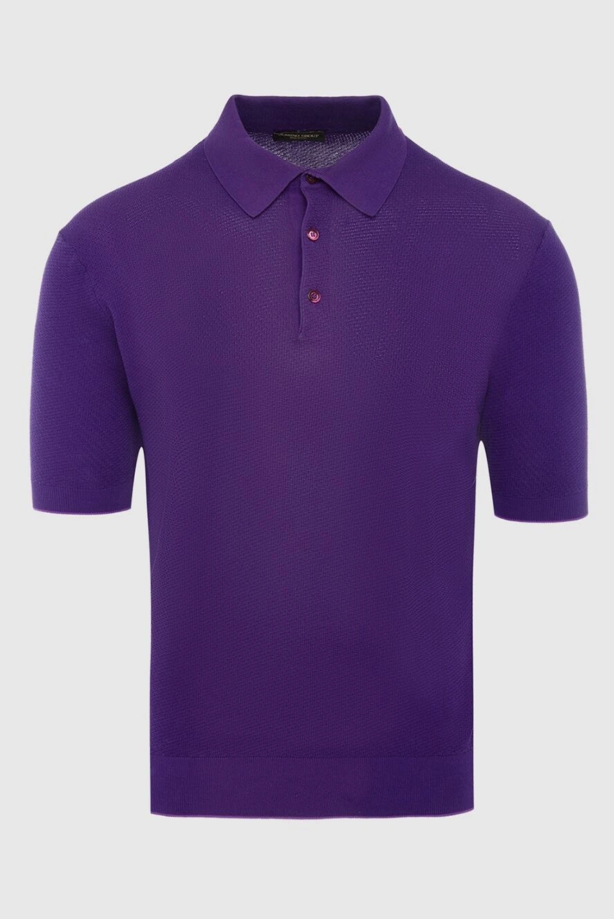 Cesare di Napoli Men's textured purple cotton polo shirt - Embossed pattern. 100% cotton. Closure: Buttons. Country of manufacture: Italy. Care: specialized cleaning - photo 1