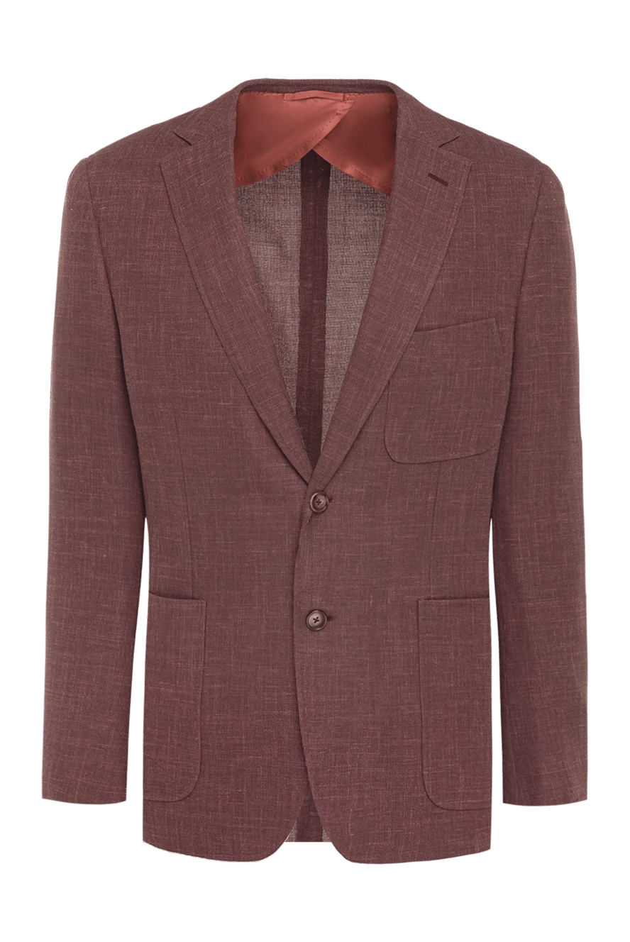 Ravazzolo Burgundy jacket for men - slot. 65% wool, 25% silk, 10% linen. two buttons. two inside, two side, chest pocket. Lining: 100% cupro. Country of manufacture: Italy. Care: specialized cleaning - photo 1