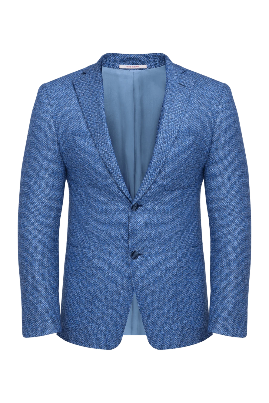 Ravazzolo Blue jacket for men - melange. 80% wool, 16% silk, 4% cashmere. two buttons. three internal, two side, chest pocket. Lining: 100% viscose. Country of manufacture: Italy. Care: specialized cleaning - photo 1