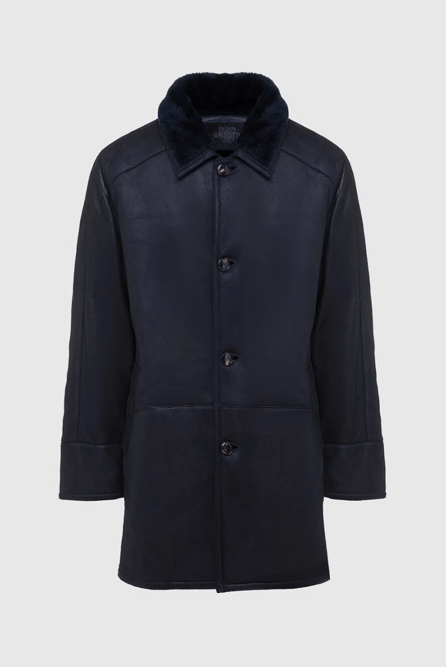Gallotti Black men's sheepskin coat made of lambskin and fur - Fur Collar. 100% lambskin, 100% natural fur. Buttons. Inner pockets. Lining: Fur. Country of manufacture: Italy. Care: specialized cleaning - photo 1