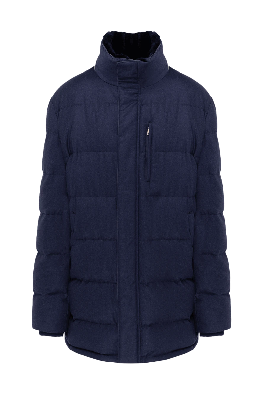 Roger Pinault Down jacket men's cashmere blue - high collar. 100% cashmere. Closure: Zipper. Two side pockets. Lining: 100% beaver fur. Country of manufacture: Italy. Care: specialized cleaning - photo 1