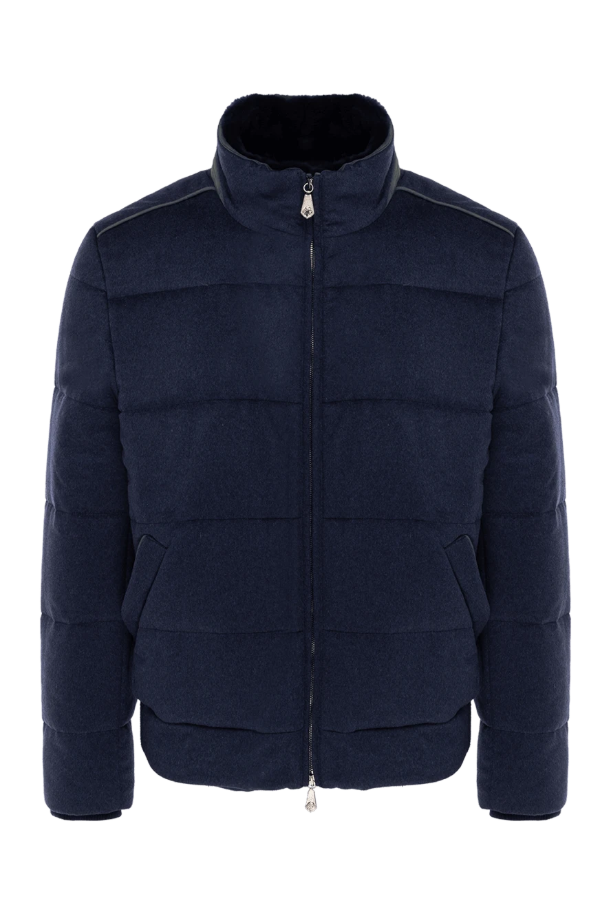 Roger Pinault Down jacket men's cashmere blue - high collar. 100% cashmere. Closure: Zipper. Two side pockets. Lining: 100% beaver fur. Country of manufacture: Italy. Care: specialized cleaning - photo 1