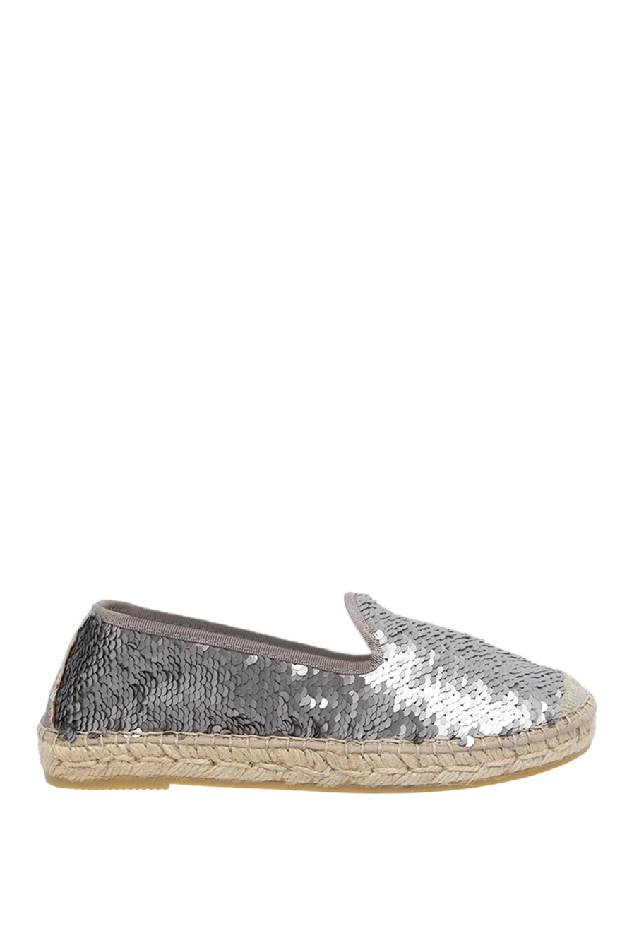 D`Acquasparta Women's leather espadrilles with sequins gray - sequins, jute. genuine leather. Insole: leather. Country of manufacture: Italy. Care: specialized cleaning - photo 1