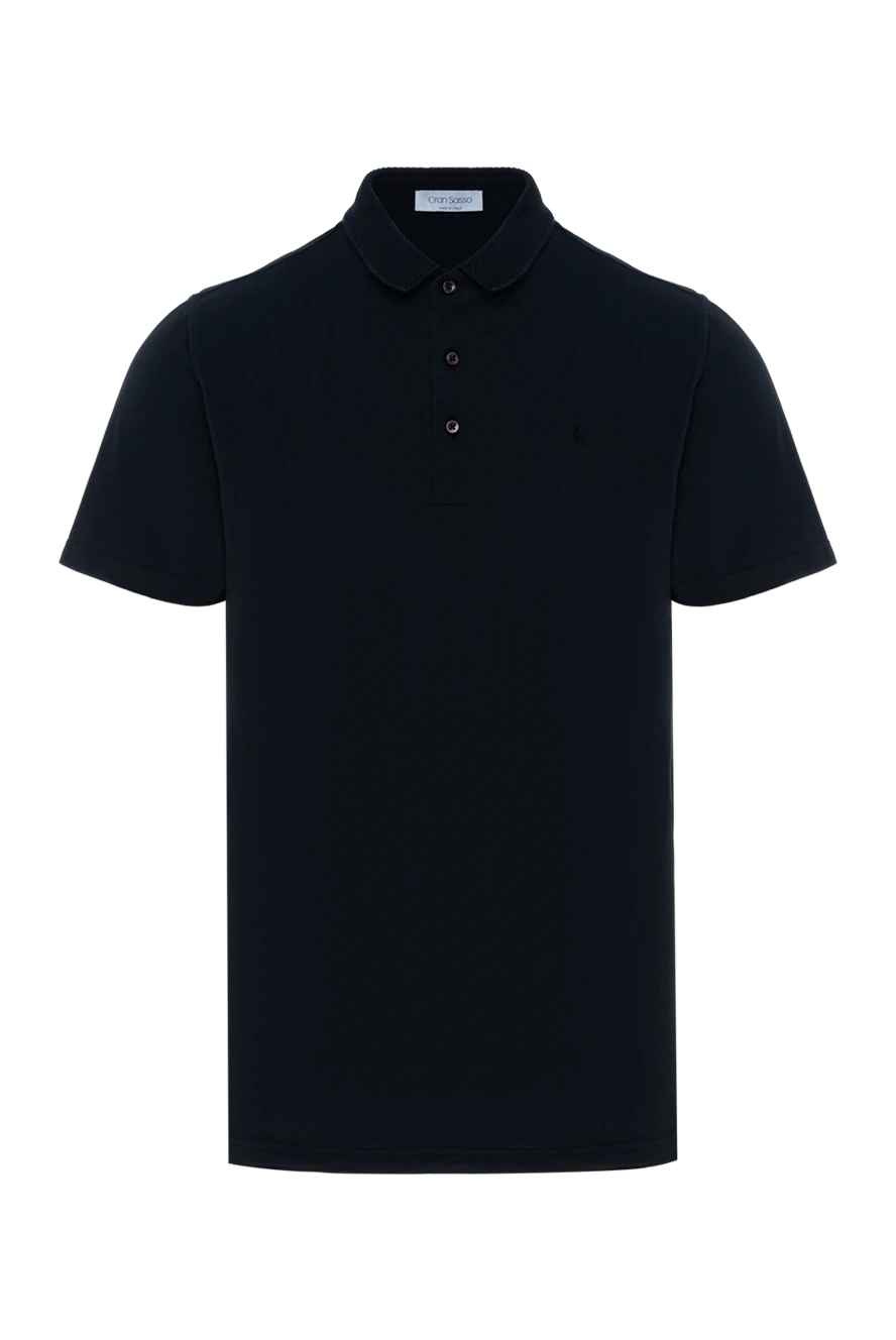 Gran Sasso Polo from cotton blue for men - Brand logo embroidery. 100% cotton. Buttons. Country of manufacture: Italy. Care: specialized cleaning - photo 1