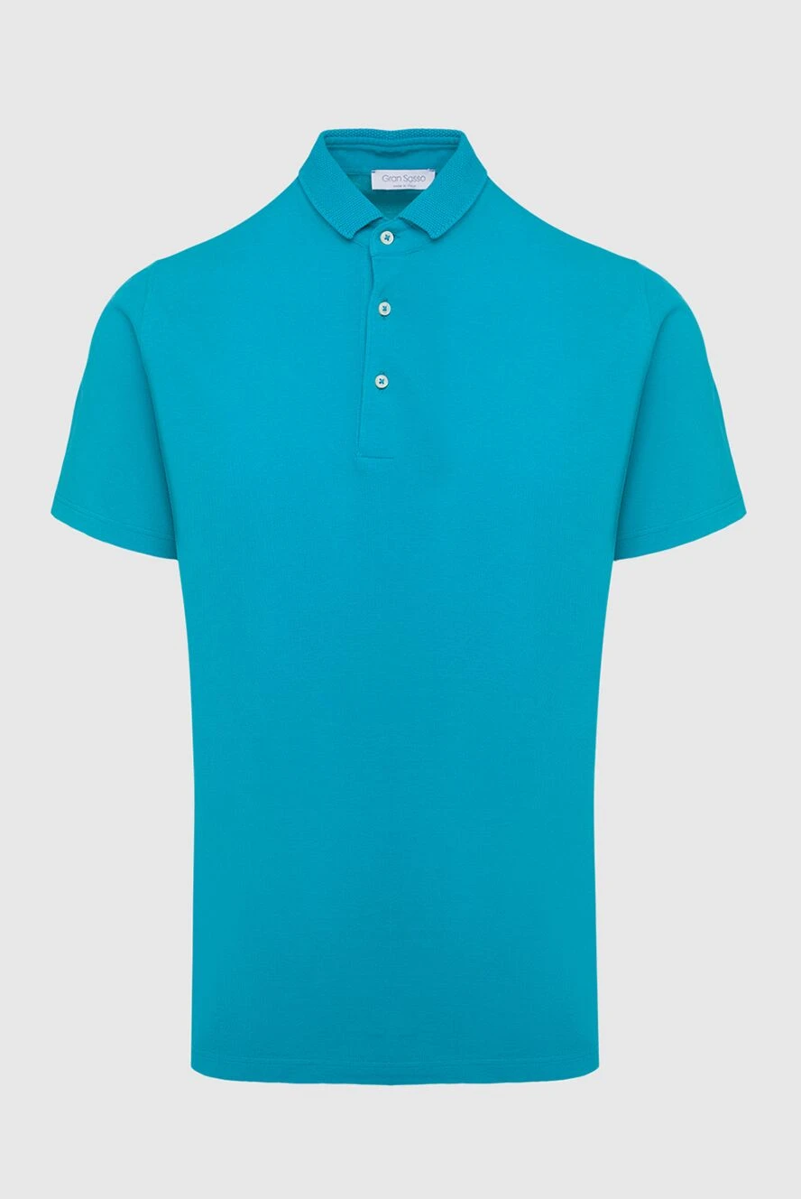 Gran Sasso Blue cotton polo for men - Brand logo embroidery. 100% cotton. Buttons. Country of manufacture: Italy. Care: specialized cleaning - photo 1