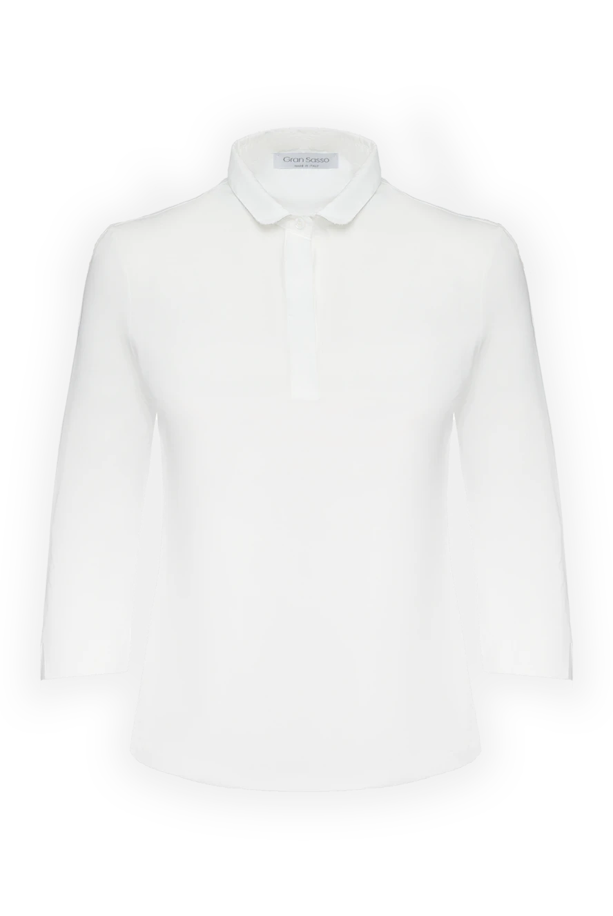 Gran Sasso Women's cotton polo white - decorated collar. cotton. buttons. Country of manufacture: Italy. Care: specialized cleaning - photo 1