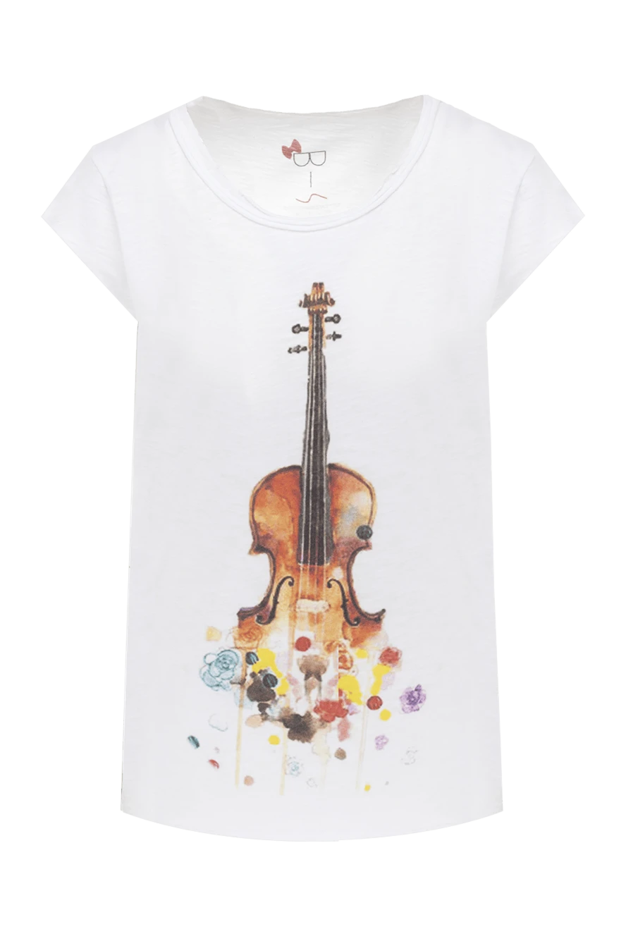 Bisibiglio White cotton T-shirt for women - sleeveless, print. 100% cotton. Country of manufacture: Italy. Care: specialized cleaning - photo 1