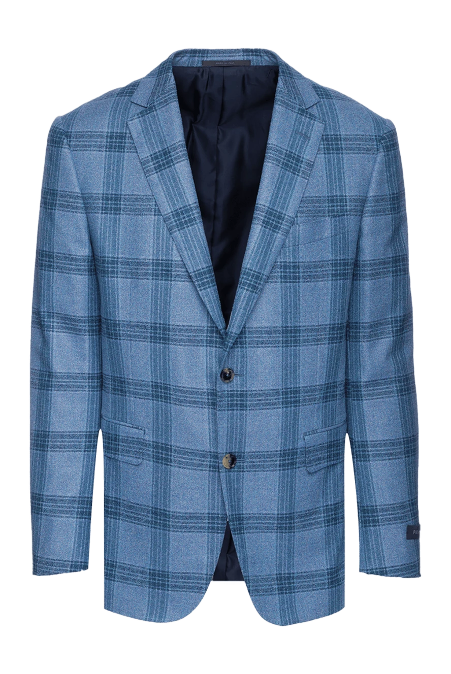 Pal Zileri Men's blue wool and silk jacket - Decor: slot, check pattern. Composition: 85% wool, 15% silk. Fastening: two buttons. Pockets: three internal, two side, chest pocket. Lining: 100% cupro. Country of manufacture: Italy. Care: specialized cleaning - photo 1