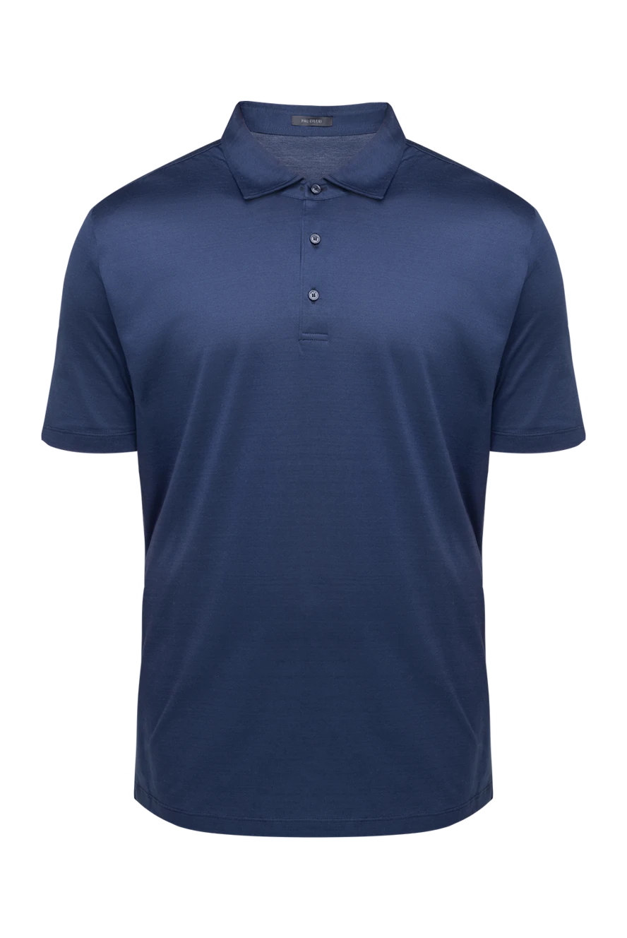 Pal Zileri Polo from cotton blue for men - 100% cotton. Buttons. Country of manufacture: Italy. Care: specialized cleaning - photo 1