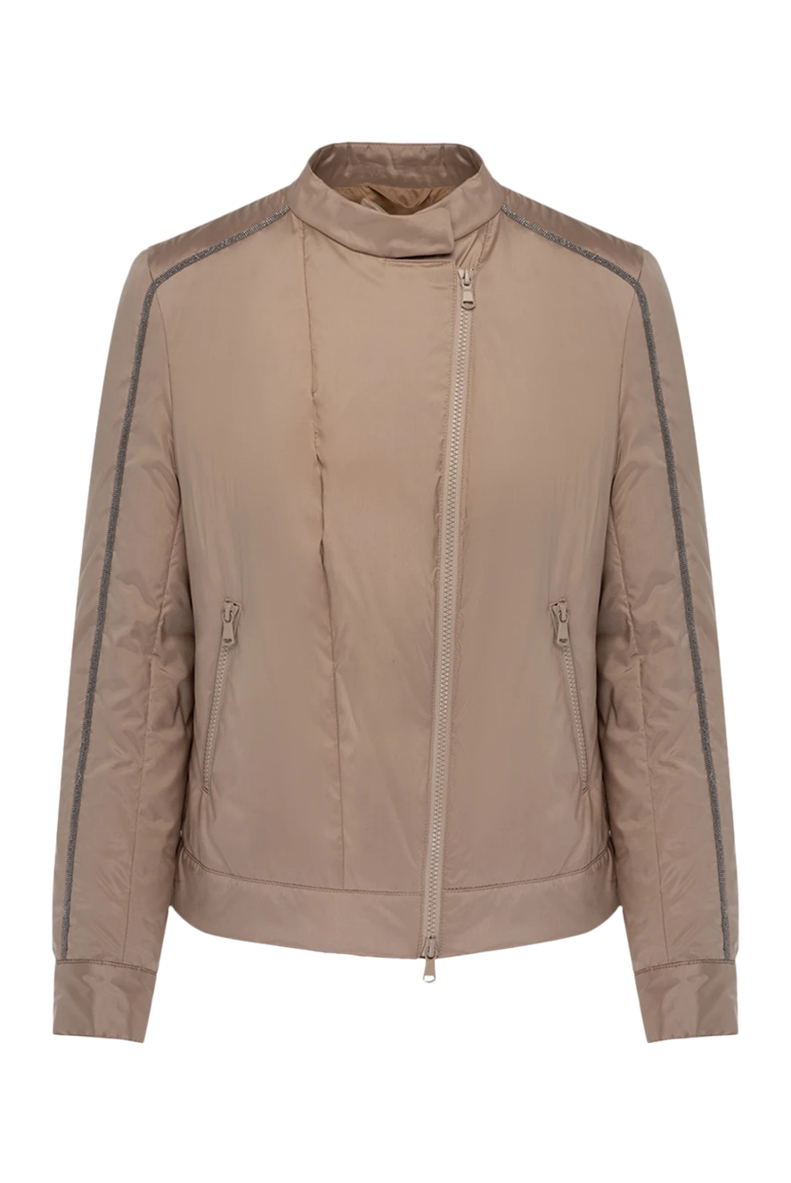 Brunello Cucinelli Куртка из шелка бежевая женская - ламе. 100% шелк. молния. два боковых кармана. Страна производитель: Италия. Уход: специализированная чистка - фото 1