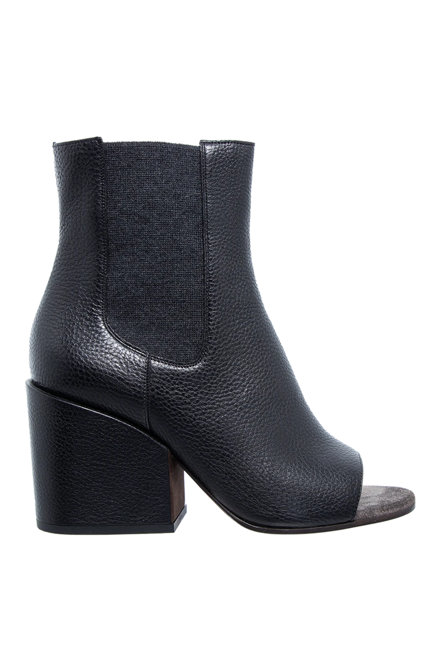 Brunello Cucinelli Women's black leather ankle boots with an open toe - open toe. genuine leather. elastic inserts. Heel height: 5 centimeters. Country of manufacture: Italy. Care: specialized cleaning - photo 1