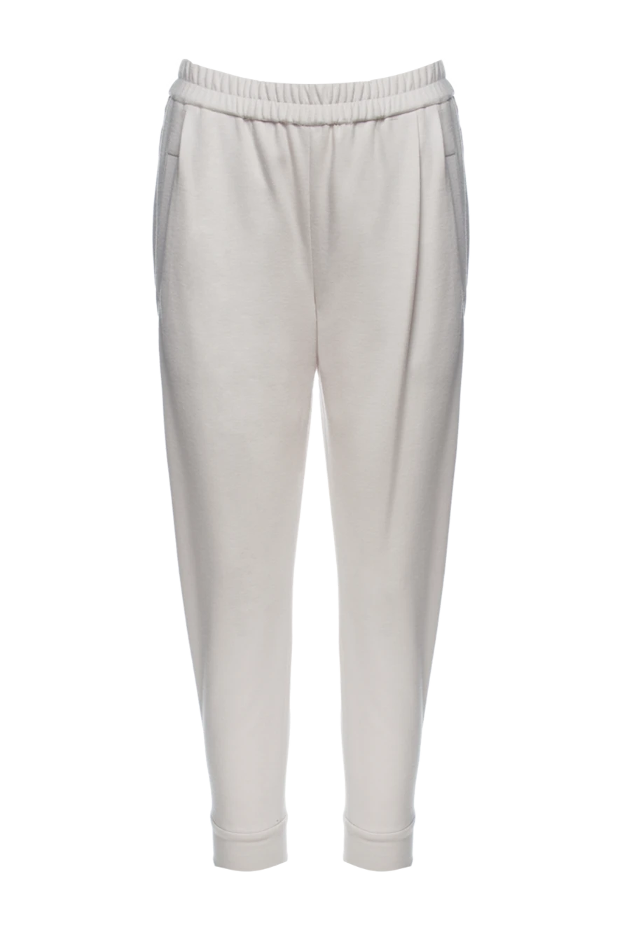 Brunello Cucinelli Women's cashmere jogger trousers beige - pinches. three pockets. cashmere. zipper. Country of manufacture: Italy. Care: specialized cleaning - photo 1