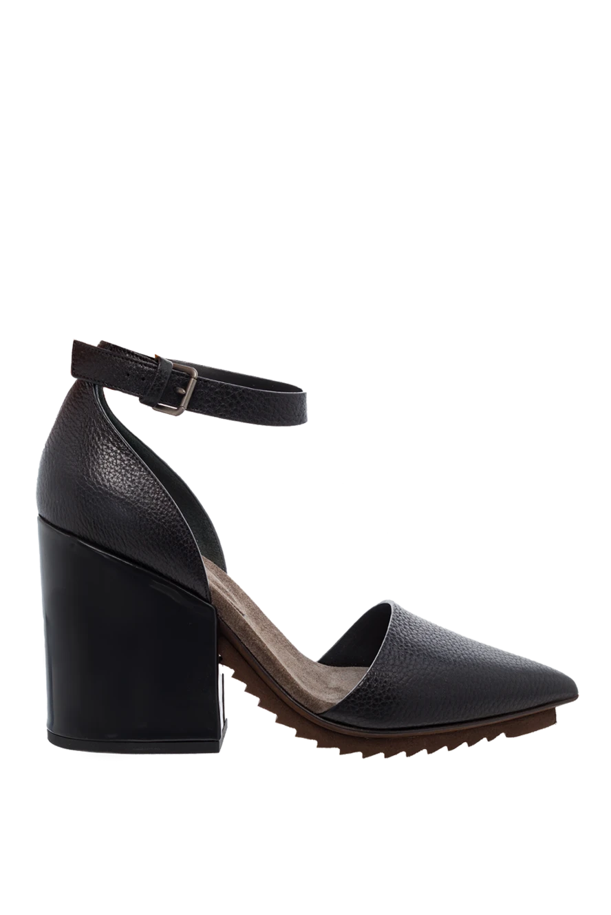 Brunello Cucinelli Босоніжки жіночі чорні з фактурної шкіри - фактурна шкіра. натуральна шкіра. пряжка. Підбори: 10 см. Країна виробник: Італія. Догляд: спеціалізоване чищення - фото 1