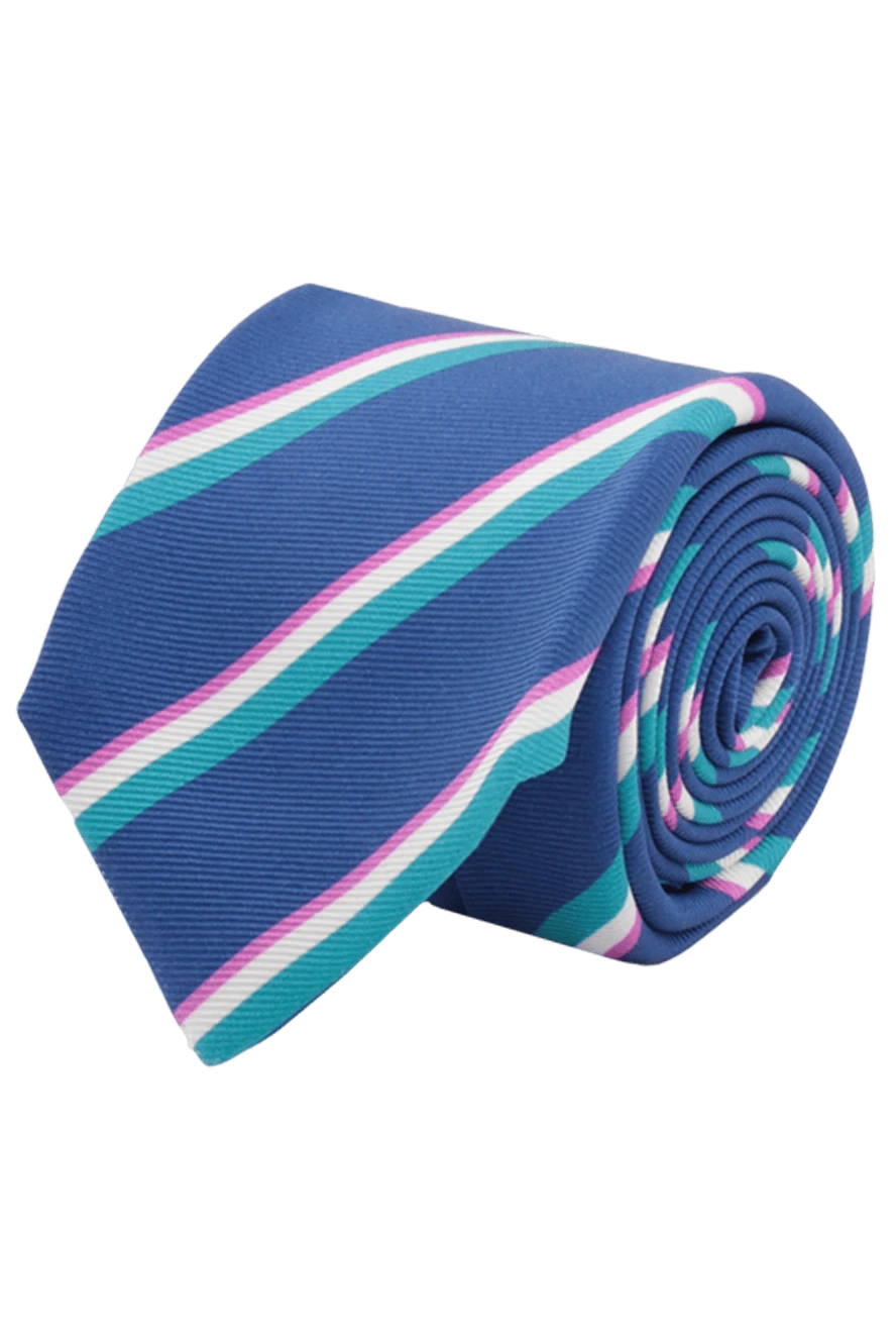 Kiton Blue silk tie for men - stripe print. 100% silk. Country of manufacture: Italy. Care: specialized cleaning - photo 1