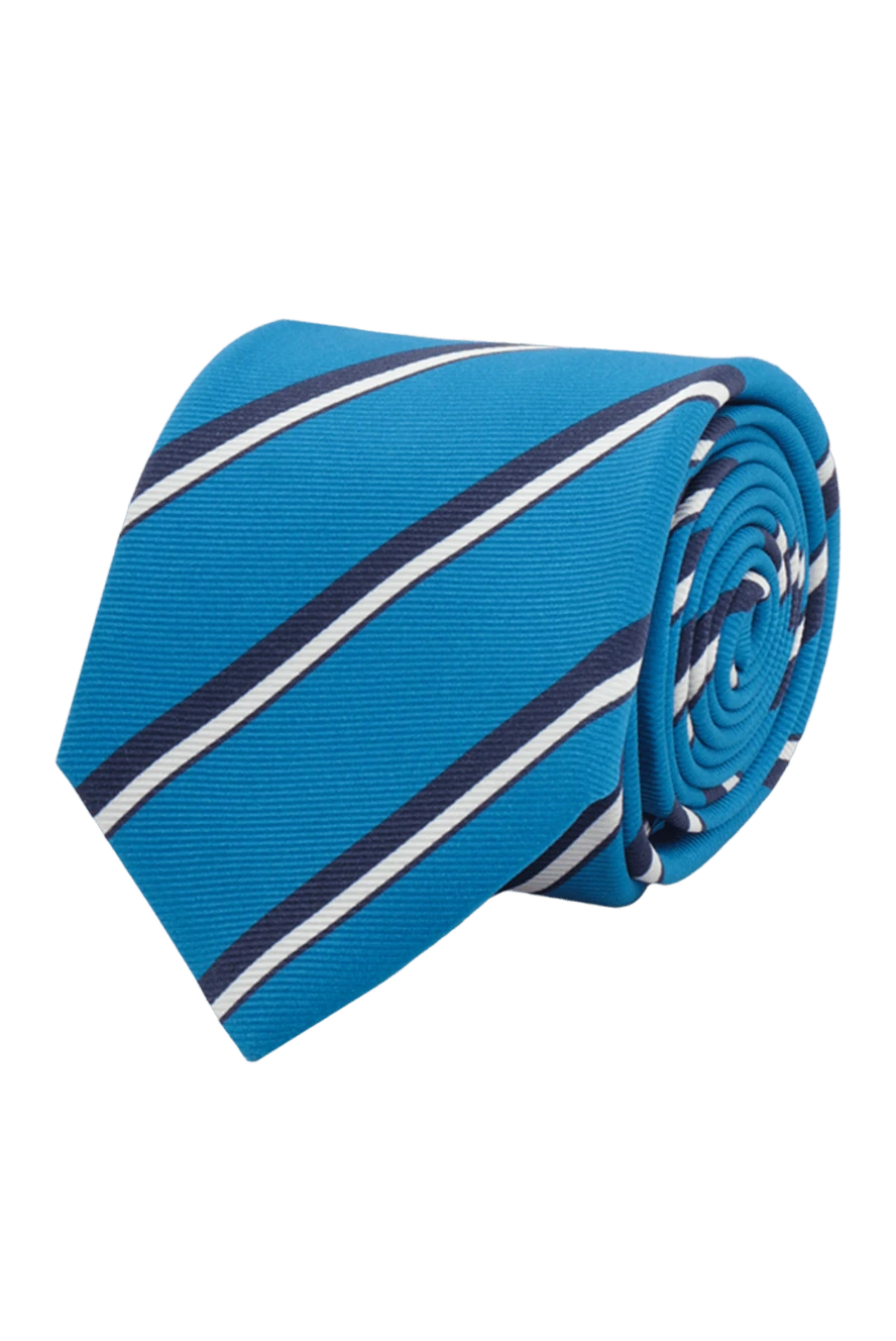 Kiton Blue silk tie for men - stripe print. 100% silk. Country of manufacture: Italy. Care: specialized cleaning - photo 1