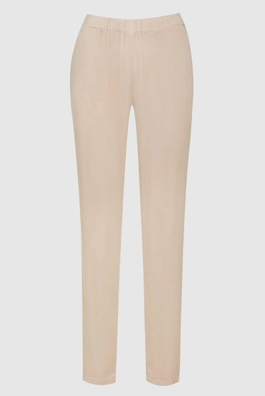 Casheart Women's beige wide-leg trousers - viscose, spandex. elastic belt. Country of manufacture: Italy. Care: specialized cleaning - photo 1