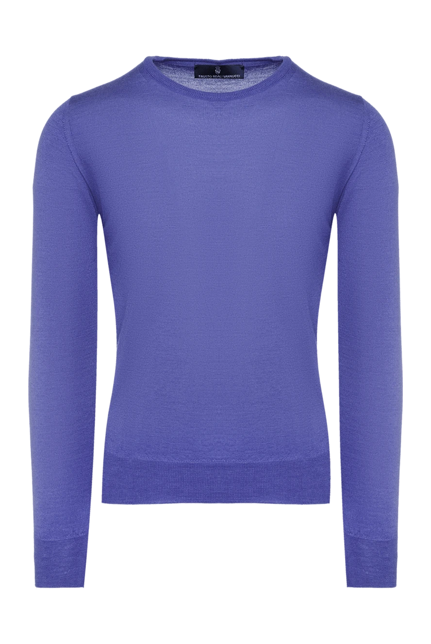 Casheart Blue cashmere and silk jumper for men - 70% cashmere, 30% silk. Country of manufacture: Italy. Care: specialized cleaning - photo 1