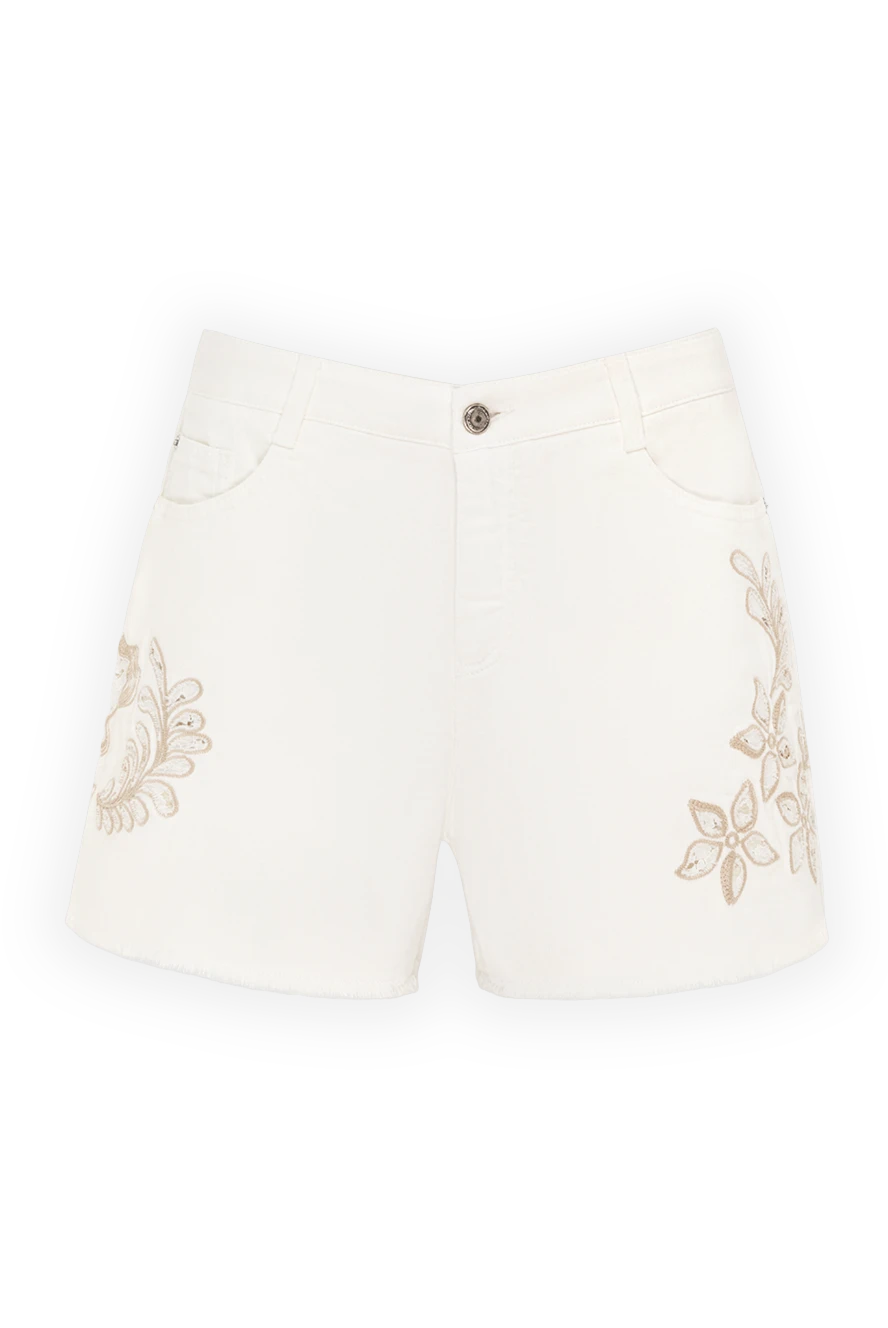 Ermanno Scervino White cotton shorts for women - embroidery with a contrasting thread. three side pockets, two back pockets. 98% cotton, 2% elastane. zipper, buttons. Country of manufacture: Italy. Care: specialized cleaning - photo 1