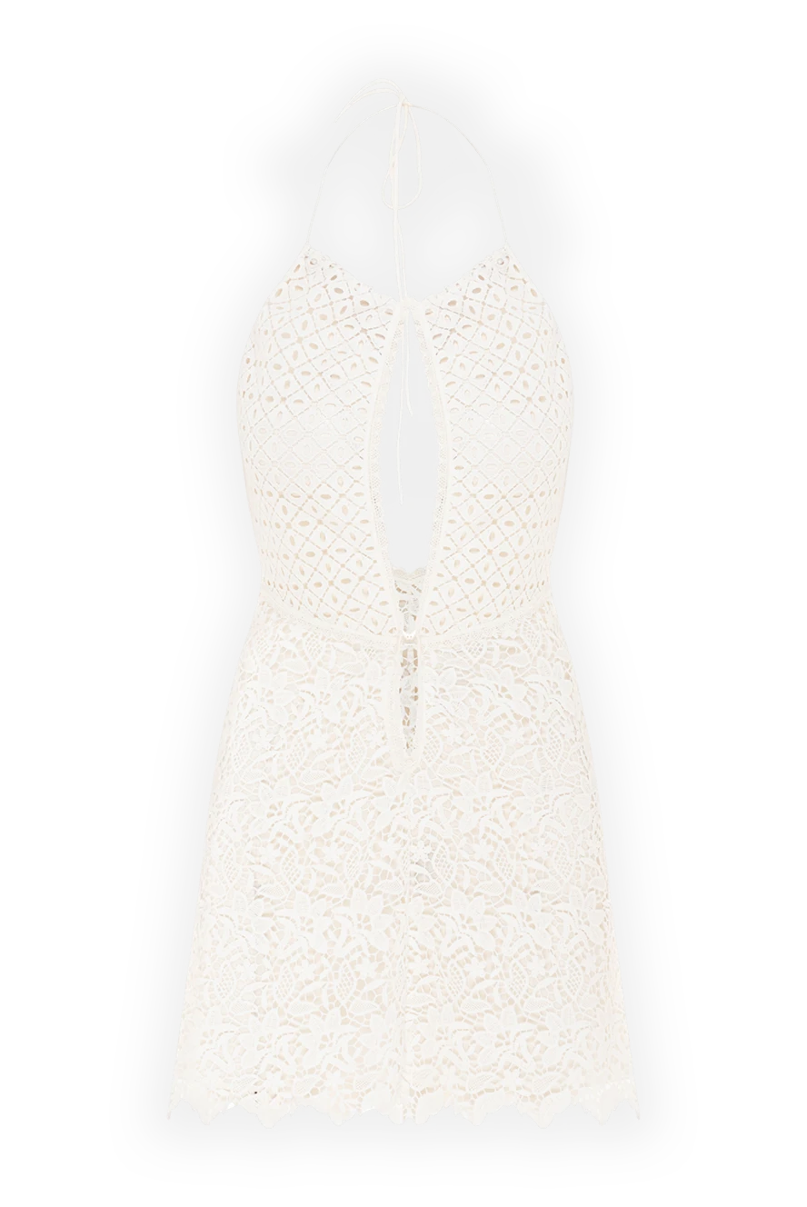 Ermanno Scervino Удлинённый топ халтер из хлопка с вырезом и ажурным кружевом белый - узор цветок. 100% хлопок. застежка завязка. Страна производитель: Италия. Уход: специализированная чистка - фото 1